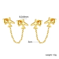 Gouden vliegtuig dubbele oorknopjes met 3cm ketting voor twee gaatjes - Gouden Vliegtuig Stijl (EA5B8601G)