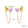 Detail van paarse emaille hartoorbel met 3cm ketting en 0,5g gewichtsspecificaties - Paars Emaille Hart Stijl (EA5C000CG)