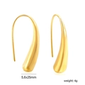 Boucles d'oreilles pendantes en or 18K forme C, taille 5.6x25mm et poids 4g - Crochet Goutte d'Eau Minimaliste Doré (EA5A6601G)