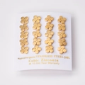 Golden clover stud earrings in 316L stainless steel with cubic zirconia on white card - Gold Color Clover Style (EA100501G)