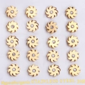 Detail showing 20 pieces of 316L stainless steel clover earrings with zircon centers - Gold Color Gear Flower Style With Zirconia (EA104202G)