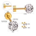 Detailed size chart for stainless steel twist screw back stud earrings with cubic zirconia - 4mm Gold Color