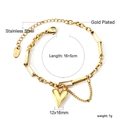 Bracelet à pendentif coeur en acier inoxydable plaqué or 18 carats avec chaîne à maillons - Bracelet Chaîne Mixte Pendentif Cœur 3D Doré (BR265201G)