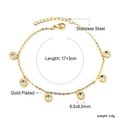 Détail d'une chaîne en acier inoxydable doré avec des breloques rondes en zircon blanc - Zircon blanc rond (BR26310AG)