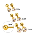 Comparaison de boucles d'oreilles dorées de 3mm à 5mm avec fermoirs à vis et zircone - Fermoir à Vis / 3mm / Or Rond (EA600403-5G)