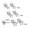 Détails des boucles d'oreilles étoile en zircon 3-5mm avec fermoir plat à pression - Bonde clic-clac / 3mm / Argent Étoile (EA600503-5S)