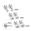 Détail de boucles d'oreilles en zircone 3mm 4mm 5mm avec fermoir à pression - Argent Carré (EA600603-5S)