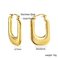 Macro view of gold-plated knotted hoop earrings showing detailed dimensions and 15g weight - Gold U-Shaped Threaded Style (EA318801G)