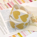 Roll of heart-shaped kraft paper stickers for gift wrapping and DIY sealing - Heart Kraft Style (C63) / 1 inch / 500 stickers