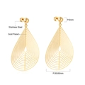 Detailed view of layered teardrop earrings in gold-plated stainless steel 30x50mm size - Multi-layer Hollow Waterdrop Gold (EA539601G)
