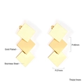 Detail of 48mm gold-plated stainless steel geometric earrings with triple square drop design - Triple Square Rhombus Gold (EA544301G)