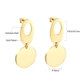 Détail des boucles d'oreilles géométriques en acier plaqué or 18K avec dimensions - Plaque Pleine Ovale Or