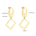 Détails des dimensions et spécifications des boucles géométriques en acier doré 18K - Crochet Ovale Carré Or