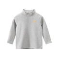 Gray long sleeve turtleneck t-shirt for boys with a gold crown embroidery detail - 90cm / Heather Grey
