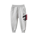 Hellgraue Kinder-Jogginghose mit Dinosaurier-Stickerei und elastischem Bund - Meliertes Grau / 90cm