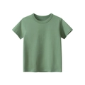 Short-sleeved kids T-shirt in sage green with classic crew neck and premium cotton texture - Mugwort Green