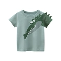 Kurzärmeliges hellgrünes Kinder T-Shirt aus Baumwolle mit 3D Krokodil-Design - 90cm / Wasserfallgrün