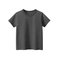 Classic kids short sleeve round neck T-shirt in charcoal grey plain cotton fabric - Dark Gray