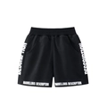 Pantaloncini sportivi neri in cotone da bambino con stampe bianche ed elastico in vita - Nero / 100cm