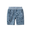 Hellblaue Strick-Shorts für Jungen mit dunkelblauem geometrischem Stammesmuster - 90cm / Wasserblau