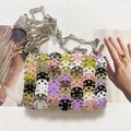 Handmade fashion sequin crossbody bag with colorful discs and thick silver chain strap - Colorful