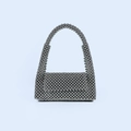 Silver beaded handbag with metallic finish and unique handmade woven pattern - Silver