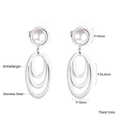 Detailed view of gold plated stainless steel geometric earrings with pearl inlay measurements - Pearl Stud Nested Oval Silver (EA545701S)