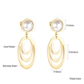 Detail of gold-plated stainless steel earrings with white pearls and oval hoop fringes - Pearl Stud Nested Oval Gold (EA545701G)