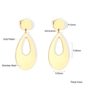 Dimensions détaillées des boucles d'oreilles goutte en acier inoxydable doré avec mesures - Goutte d'Eau Creuse Grande Or