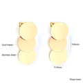 Detailed view of triple-layered round gold-plated stainless steel earrings with dimensions - Triple Overlapping Round Disc Gold (EA547001G)