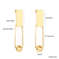 Vue détaillée des boucles d'oreilles géométriques en acier doré avec dimensions précises - Perle Dépolie en Forme de U Or