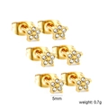 Orecchini a lobo a stella dorati 5mm in acciaio inossidabile con strass bianchi, set 3 - Stella Dorata Strass (ET11220AG)