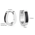 Détail de boucles d'oreilles en acier inoxydable avec émail noir et finition antiallergique - Huggie en U Argenté et Noir (EA31140BS)