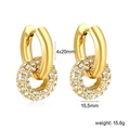 French vintage gold double-layer hoop earrings with sparkling rhinestones and crystal inlay - Double Layer Intertwined White Zirconia Earrings (EA5C150AG)