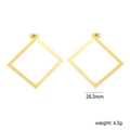 Macro view of geometric square gold earrings with size 29.3mm and weight 4.3g detail - Hollow Square (EA5D1701G)