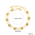 Detalle de pulsera de cadena con eslabones rectangulares dorados 18+3cm con cierre - Estilo de Cadena Geometrica Rectangular Dorada (BC209518G)