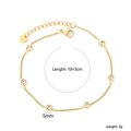 Détail du bracelet en acier doré avec cristaux et guide de longueur de 19+3cm - Style Chaîne en Or Incrustée de 6 Zircones (BR28930AG)