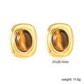 Dettaglio di orecchini vintage occhio di tigre dorati con dimensioni 21x25,1mm e peso - Stile Ovale Occhio di Tigre Oro (EA5C780GG)