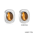 Vista dettagliata degli orecchini occhio di tigre con dimensioni di 21x25,1 mm - Stile Ovale Occhio di Tigre Argento (EA5C780GS)