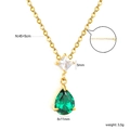 Dettagli della collana dorata 45+5cm con pietra bianca quadrata e pietra verde a goccia - Stile Zircone Quadrato + Pietra Preziosa a Goccia Verde (NE2G390JG)