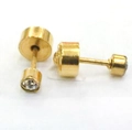 Boucles d'oreilles minimalistes en acier inoxydable doré avec strass rond clair - Bonde clic-clac / 4mm / Or Rond (EA600703-5G)