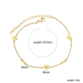 18K vergoldete Edelstahl Fußkette mit siebenblättrigen Blumen und 3mm Perlen - Goldener Blumenstil (AN122501G)