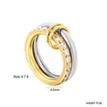 Primer plano del anillo bicolor oro y plata con pavé de circonitas brillantes engastadas - US 6 / Estilo Bicolor Oro Plata con Zirconia (RI160706-8M)