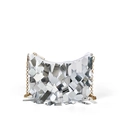 Borsa a tracolla bianca con paillettes argento, catena dorata e finitura metallica elegante - Argento