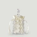 Handmade clear acrylic floral beaded handbag with white pearl details and satin liner - Clear