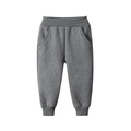 Dark grey fleece-lined joggers for kids featuring elastic waist and ribbed cuffs - 120 / Charcoal Gray