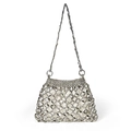 Borsa a mano fatta a mano in paillettes argento con tracolla a catena e sacchetto interno - Argento