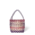 Borsa a mano fatta a mano con perle acriliche trasparenti sfumate viola e rosa - Viola Sfumato