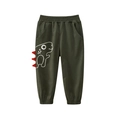 Dark green boys jogger pants with white dinosaur print and red 3D spikes detail - 120 / Army Green