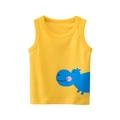 Gelbes Kinder-Baumwolltop mit süßem blauen Nilpferd-Cartoon-Print auf weißem Hintergrund - 90cm / Goldgelb (Nilpferd)